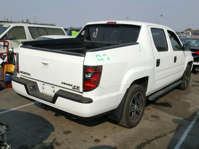 5FPYK1F71EB011306 - 2014 HONDA RIDGELINE WHITE photo 4