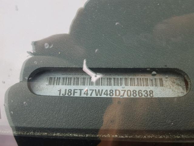 1J8FT47W48D708638 - 2008 JEEP COMPASS SP წითელი ფოტო 10