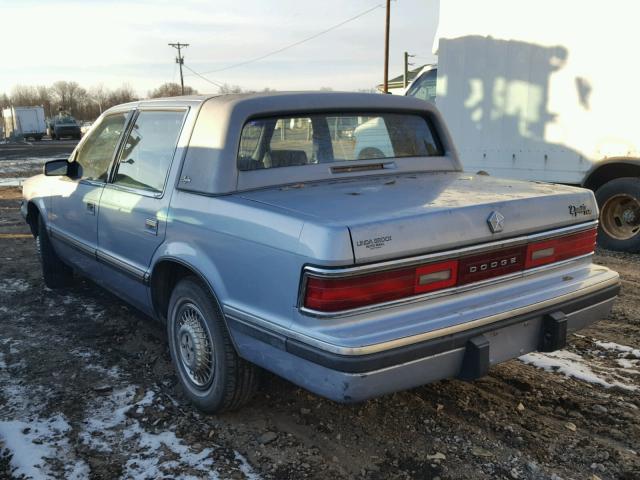 1B3XC56R9ND836920 - 1992 DODGE DYNASTY LE BLUE photo 3