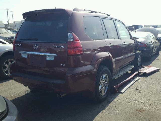 JTJBT20X380162867 - 2008 LEXUS GX 470 RED photo 4