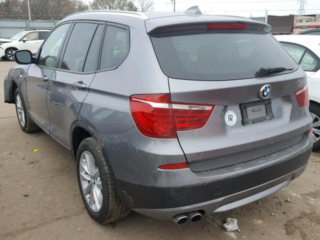 5UXWX9C52E0D34279 - 2014 BMW X3 XDRIVE2 GRAY photo 3