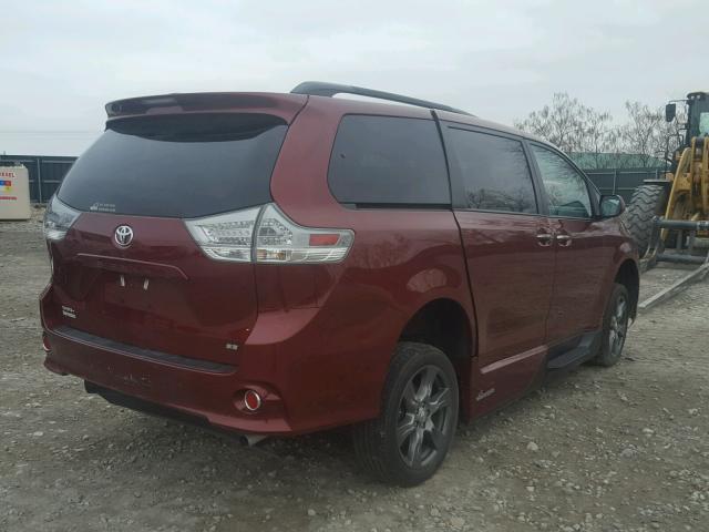 5TDXZ3DC6HS781464 - 2017 TOYOTA SIENNA SE RED photo 4