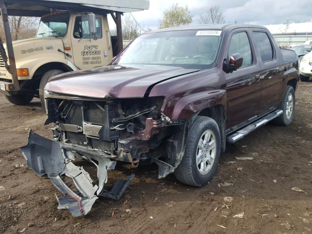 2HJYK16518H541485 - 2008 HONDA RIDGELINE MAROON photo 2