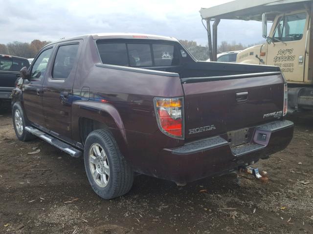 2HJYK16518H541485 - 2008 HONDA RIDGELINE MAROON photo 3