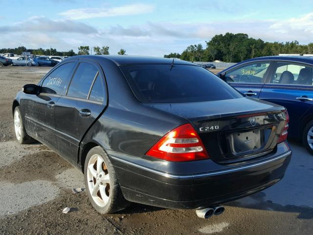 WDBRF61J92F185423 - 2002 MERCEDES-BENZ C 240 BLACK photo 3