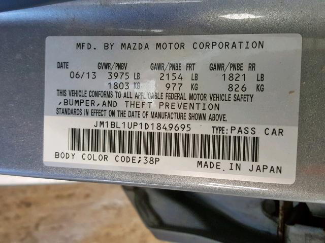 JM1BL1UP1D1849695 - 2013 MAZDA 3 I SILVER photo 10