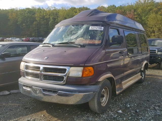 2B6HB11Y1YK163035 - 2000 DODGE RAM VAN B1 MAROON photo 2