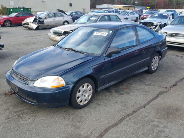 1HGEJ6228WL067605 - 1998 HONDA CIVIC DX BLUE photo 2