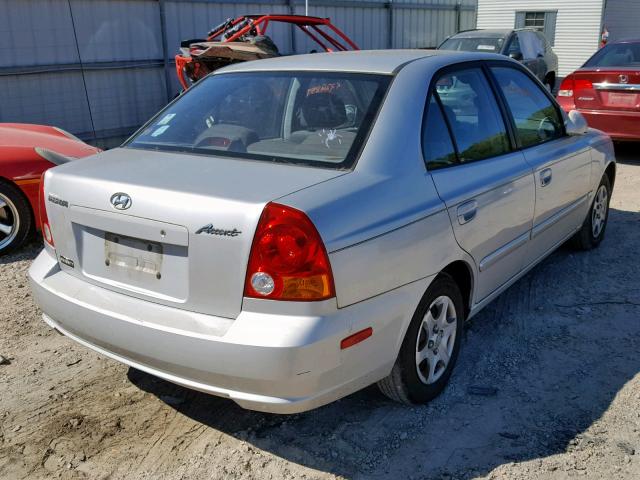 KMHCG45CX4U520090 - 2004 HYUNDAI ACCENT GL SILVER photo 4