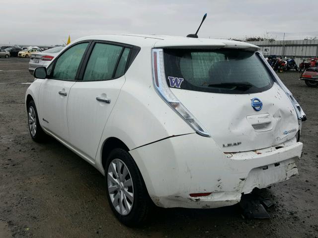 1N4AZ0CP6DC400173 - 2013 NISSAN LEAF S WHITE photo 3