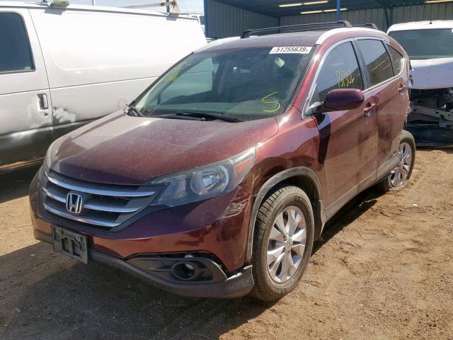 5J6RM4H70CL053332 - 2012 HONDA CR-V EXL BURGUNDY photo 2