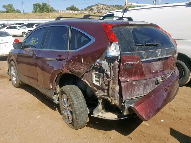 5J6RM4H70CL053332 - 2012 HONDA CR-V EXL BURGUNDY photo 3