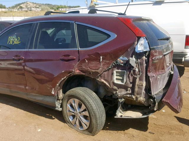 5J6RM4H70CL053332 - 2012 HONDA CR-V EXL BURGUNDY photo 9