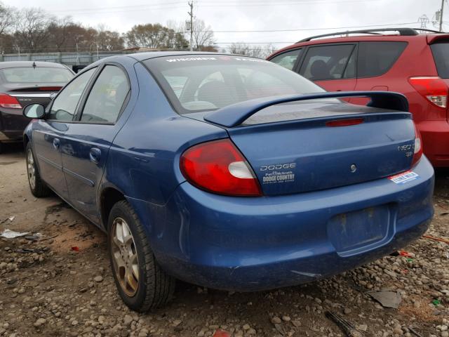 1B3ES56C82D659763 - 2002 DODGE NEON ES BLUE photo 3