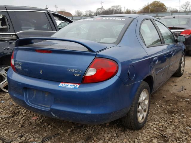 1B3ES56C82D659763 - 2002 DODGE NEON ES BLUE photo 4