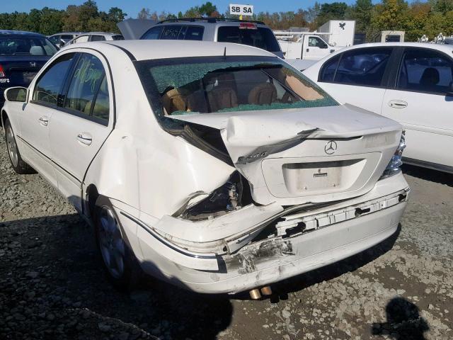 WDBRF61J03F307782 - 2003 MERCEDES-BENZ C 240 WHITE photo 3