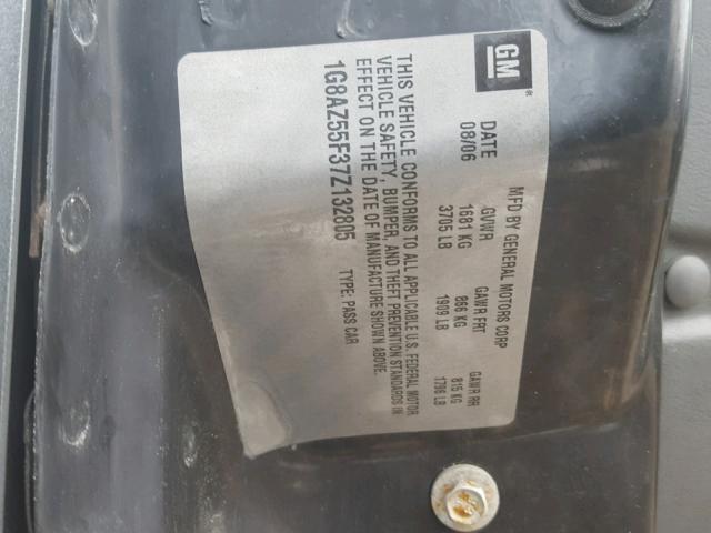 1G8AZ55F37Z132805 - 2007 SATURN ION LEVEL GRAY photo 10