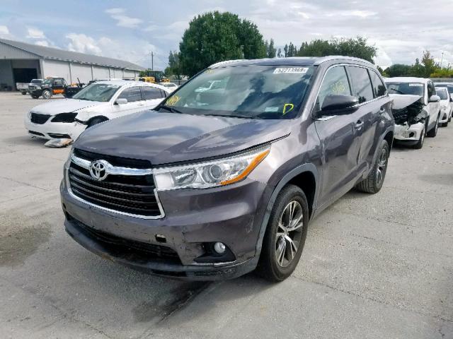 5TDKKRFH0GS131165 - 2016 TOYOTA HIGHLANDER GRAY photo 2