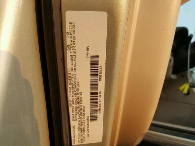 4S4BP61CX77305809 - 2007 SUBARU LEGACY OUT BEIGE photo 10