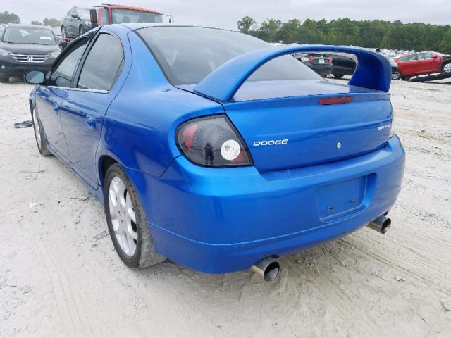 1B3ES66S94D592994 - 2004 DODGE NEON SRT-4 BLUE photo 3