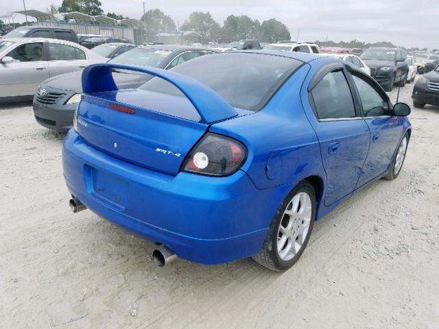 1B3ES66S94D592994 - 2004 DODGE NEON SRT-4 BLUE photo 4