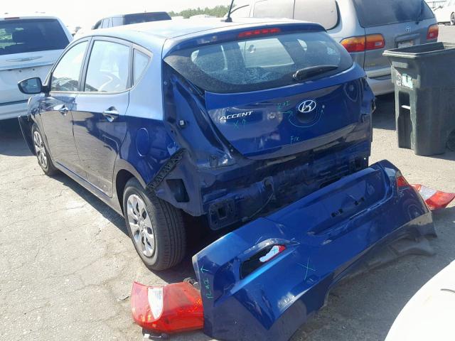 KMHCT5AE6FU232143 - 2015 HYUNDAI ACCENT GS BLUE photo 3