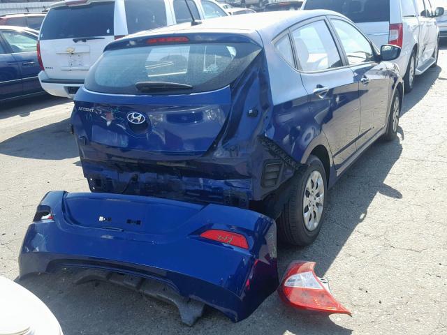 KMHCT5AE6FU232143 - 2015 HYUNDAI ACCENT GS BLUE photo 4