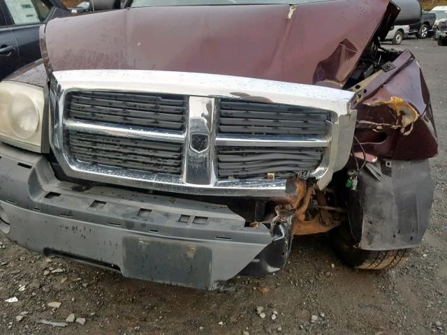 1D7HW48K05S182184 - 2005 DODGE DAKOTA QUA MAROON photo 7