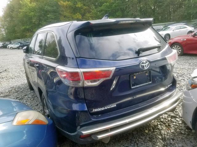 5TDJKRFH1GS244652 - 2016 TOYOTA HIGHLANDER BLUE photo 3