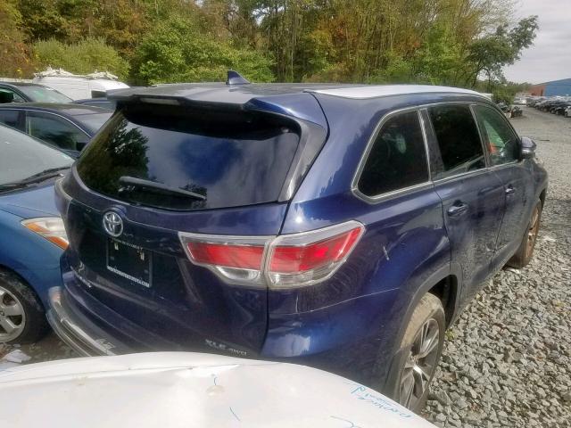 5TDJKRFH1GS244652 - 2016 TOYOTA HIGHLANDER BLUE photo 4