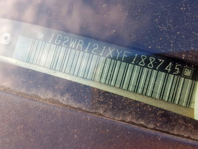 1G2WR121XYF188745 - 2000 PONTIAC GRAND PRIX Ոսկեգույն լուսանկար 10