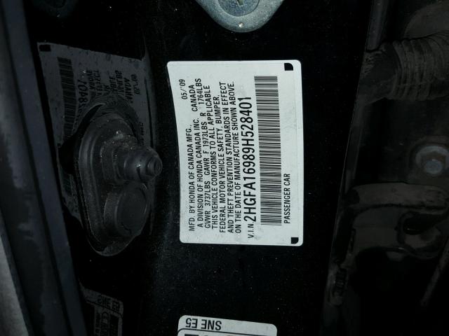 2HGFA16989H528401 - 2009 HONDA CIVIC EXL BLACK photo 10