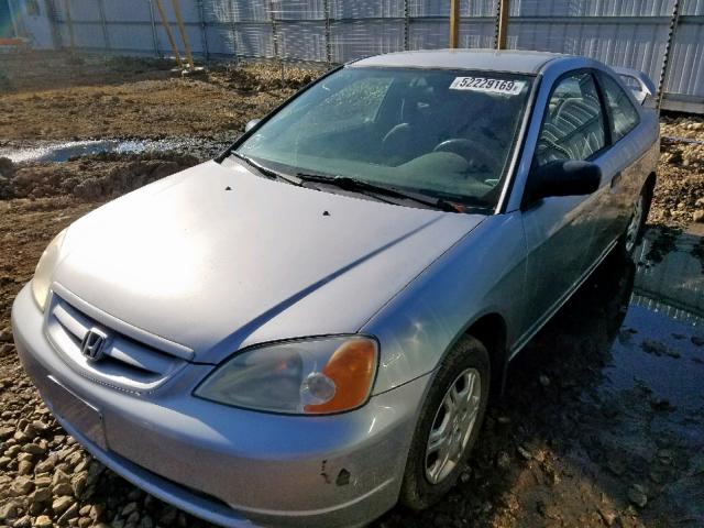 1HGEM21112L802332 - 2002 HONDA CIVIC DX SILVER photo 2