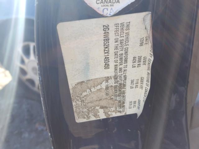 2G4WB52K2X1493450 - 1999 BUICK REGAL LS BLUE photo 10