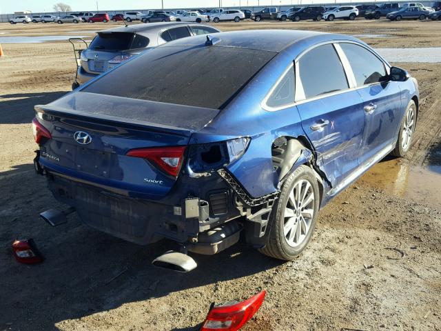 5NPE34AF9FH128188 - 2015 HYUNDAI SONATA SPO BLUE photo 4