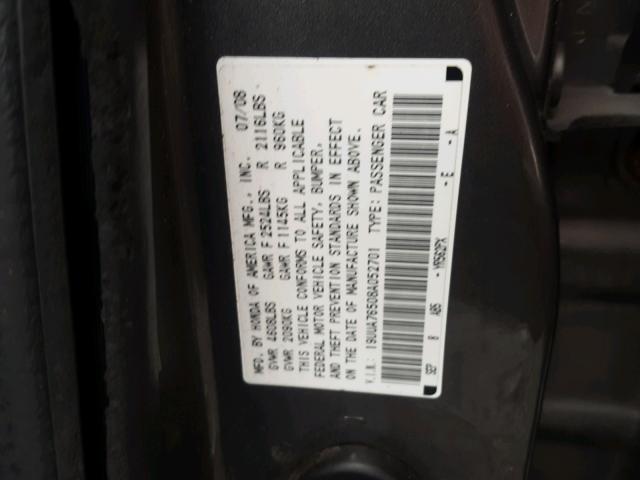 19UUA76508A052701 - 2008 ACURA TL TYPE S GRAY photo 10