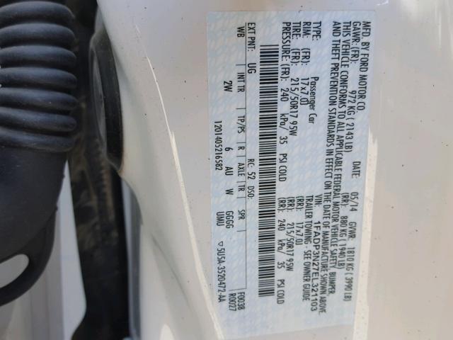 1FADP3N27EL321103 - 2014 FORD FOCUS TITA WHITE photo 10