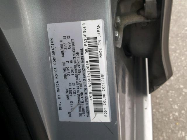 JM1BL1W56B1419069 - 2011 MAZDA 3 S SILVER photo 10