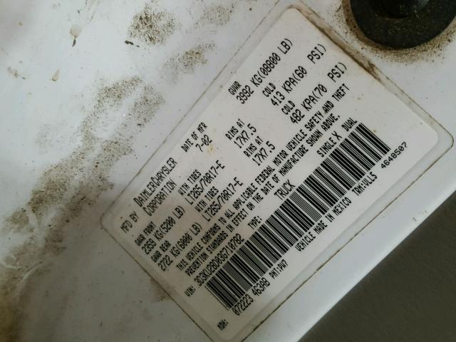 3D3KU28D03G710782 - 2003 DODGE RAM 2500 S თეთრი ფოტო 10