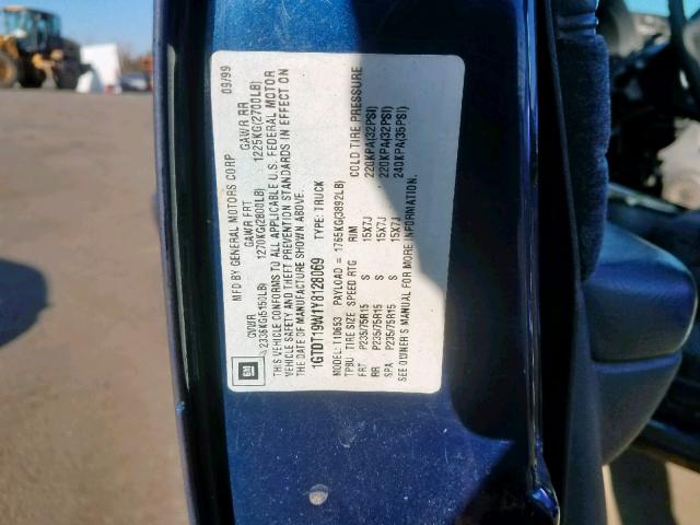 1GTDT19W1Y8128069 - 2000 GMC SONOMA BLUE photo 10