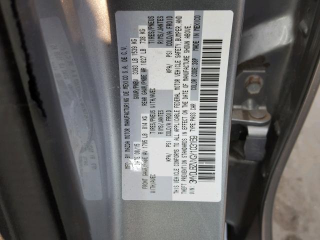 3MYDLBZVXGY103169 - 2016 TOYOTA SCION IA SILVER photo 10