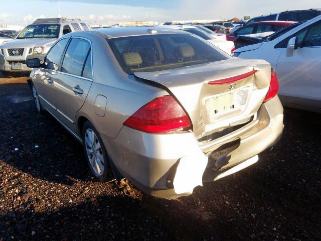 1HGCM66887A060633 - 2007 HONDA ACCORD EX GOLD photo 3