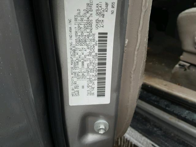 5TDBT48A73S173200 - 2003 TOYOTA SEQUOIA LI SILVER photo 10