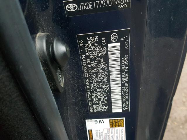 JTKDE177970194574 - 2007 TOYOTA SCION TC 蓝色 照片 10