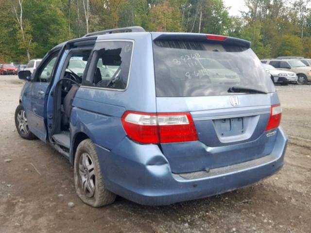 5FNRL38475B069655 - 2005 HONDA ODYSSEY EX BLUE photo 3