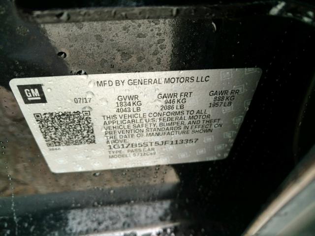 1G1ZB5ST5JF113357 - 2018 CHEVROLET MALIBU LS შავი ფოტო 10