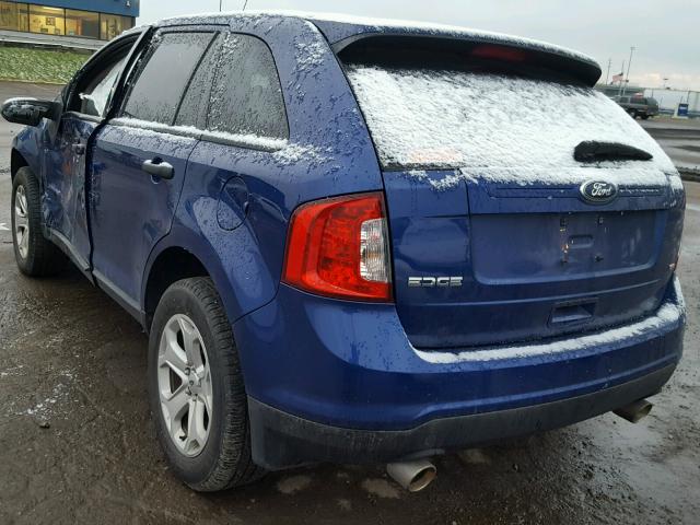 2FMDK4GC7EBB54192 - 2014 FORD EDGE SE BLUE photo 3