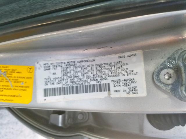 JTJHF10U320263139 - 2002 LEXUS RX 300 SILVER photo 10