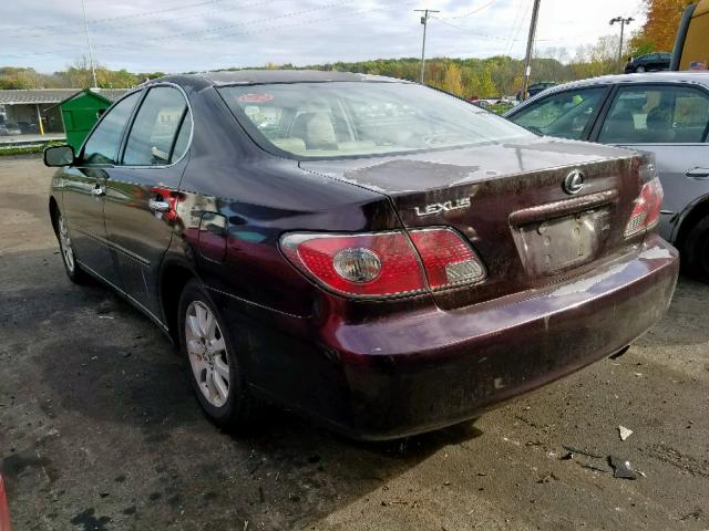 JTHBF30G830111940 - 2003 LEXUS ES 300 BURGUNDY photo 3