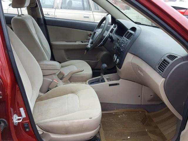 KNAFE221595612589 - 2009 KIA SPECTRA EX RED photo 5